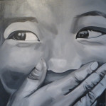 werelkind, acryl op 3Ddoek. 90/90cm. 2014, verkocht.
